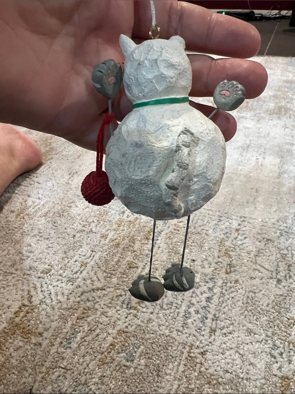 White Cat Snowman Hanging Ornament with mouse z14